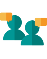 Icon Beratung Zwei Personen mit Sprechblasen
