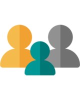 Icon Gruppe Drei Personen in unterschiedlichen Farben